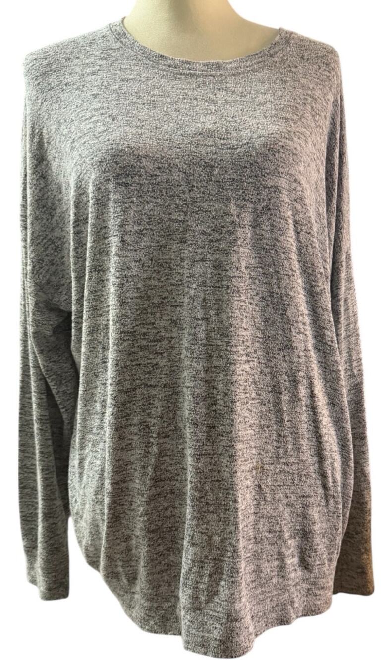 Athleta Heathered Grey Long Sleeve Lounge Tee, Rayon Blend, Women's Size Large